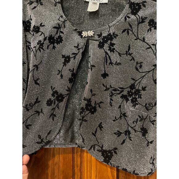 PATRA shimmer, velour floral print bolero crop style  jacket 14 - Picture 5 of 6